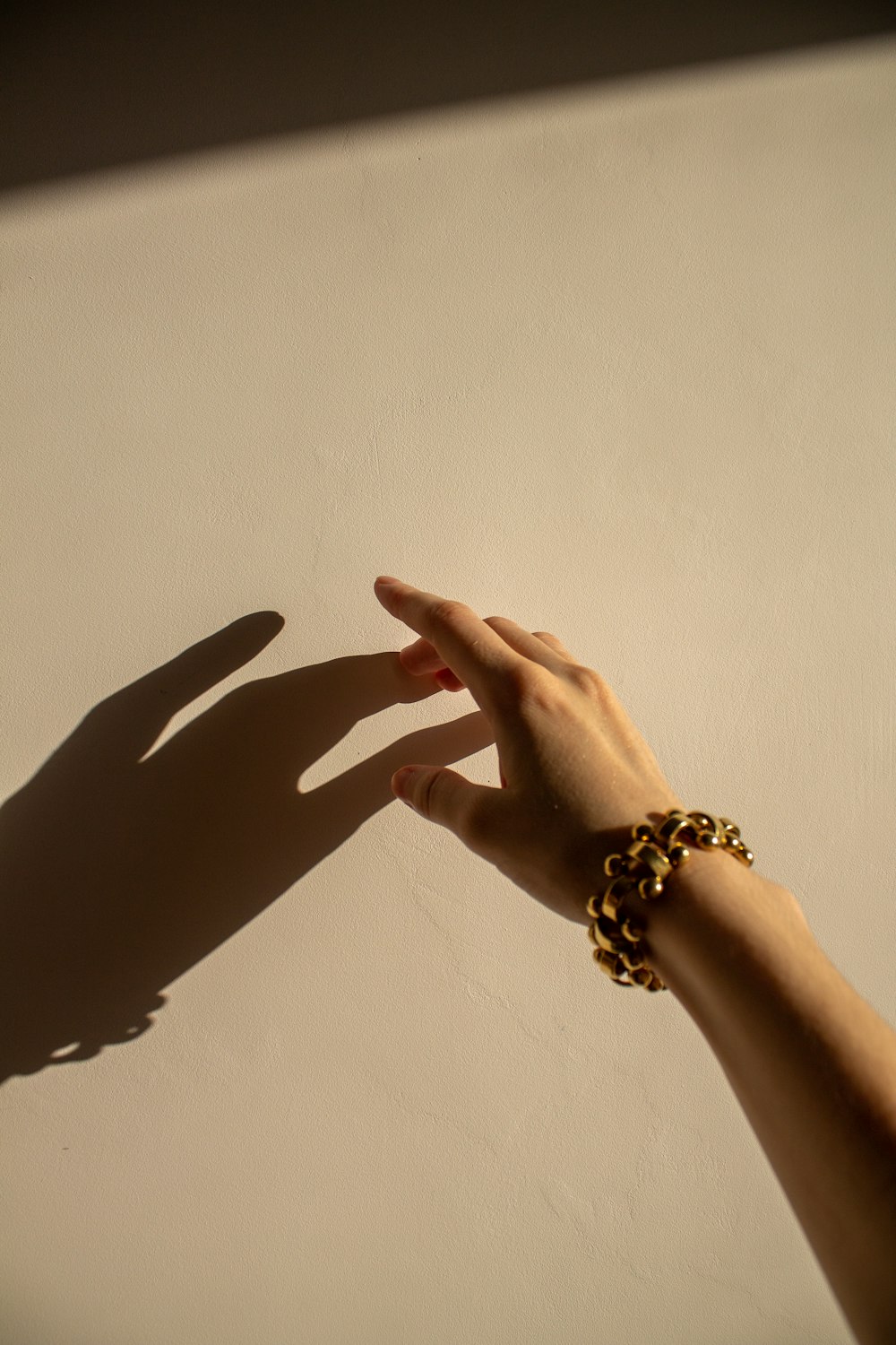 person wearing gold bracelet and gold bracelet