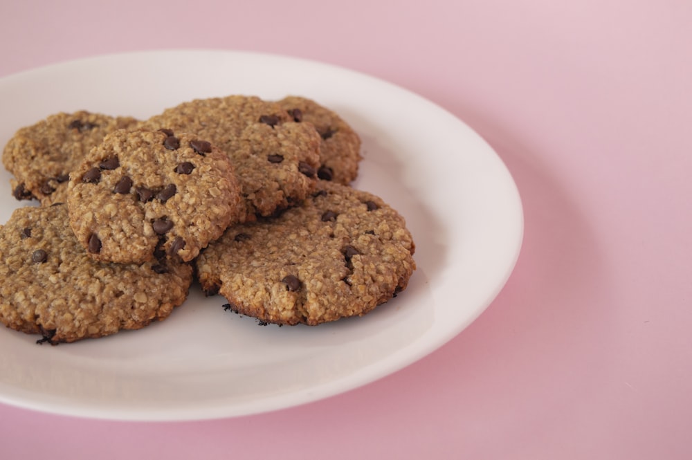 brown cookies on white ceramic plate