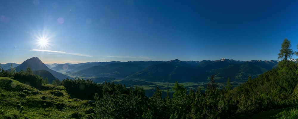 green trees and mountains under blue sky during daytime