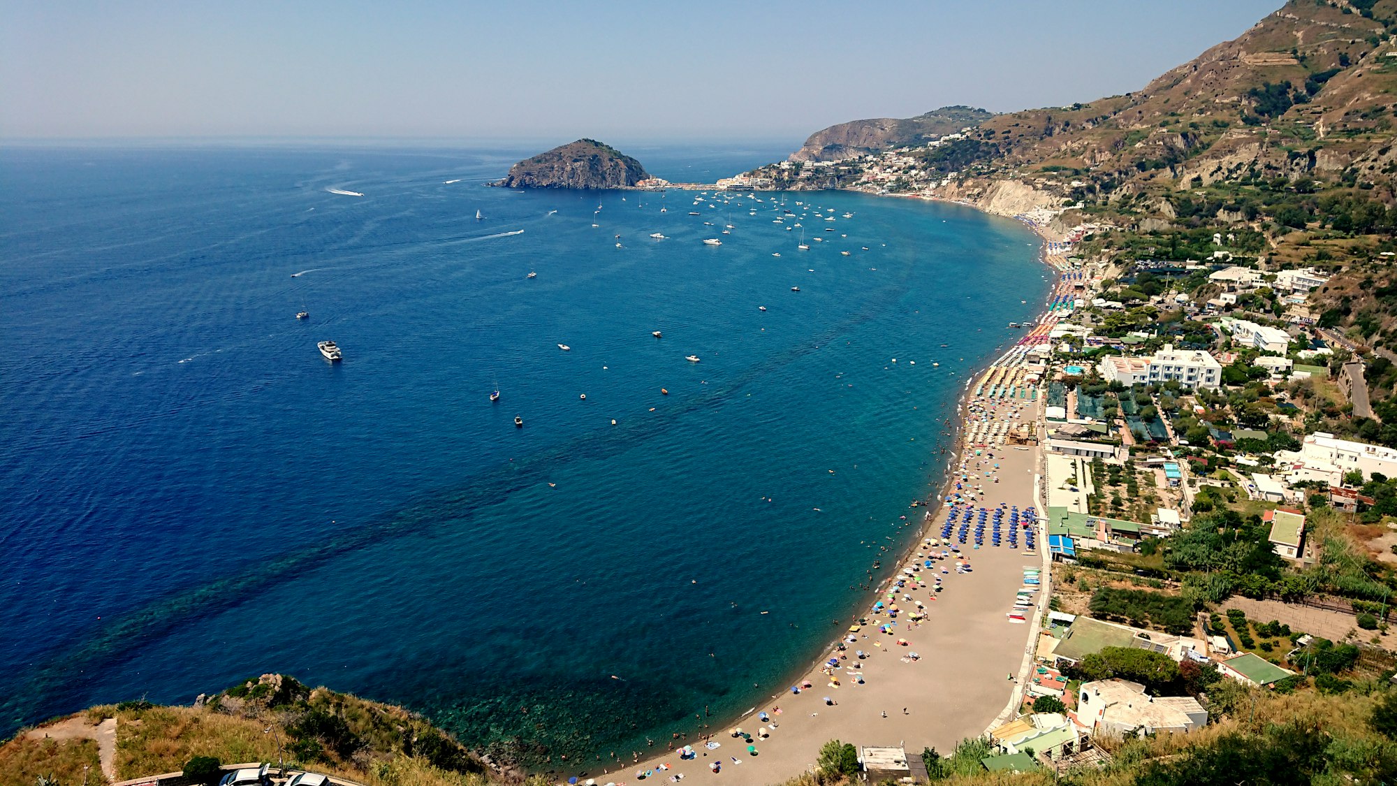 View of Maronti Beach at Ischia during summer.