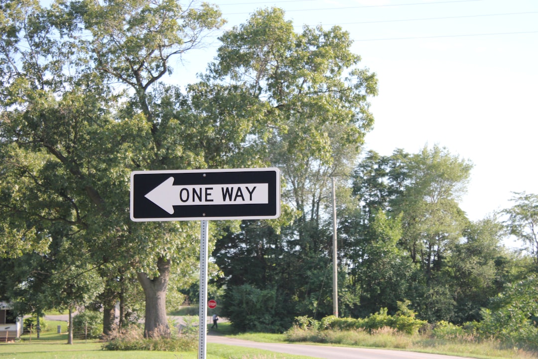 black and white street sign near green trees during daytime