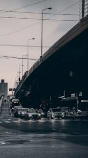 Installation of lighting and signaling systems on a busy urban street.