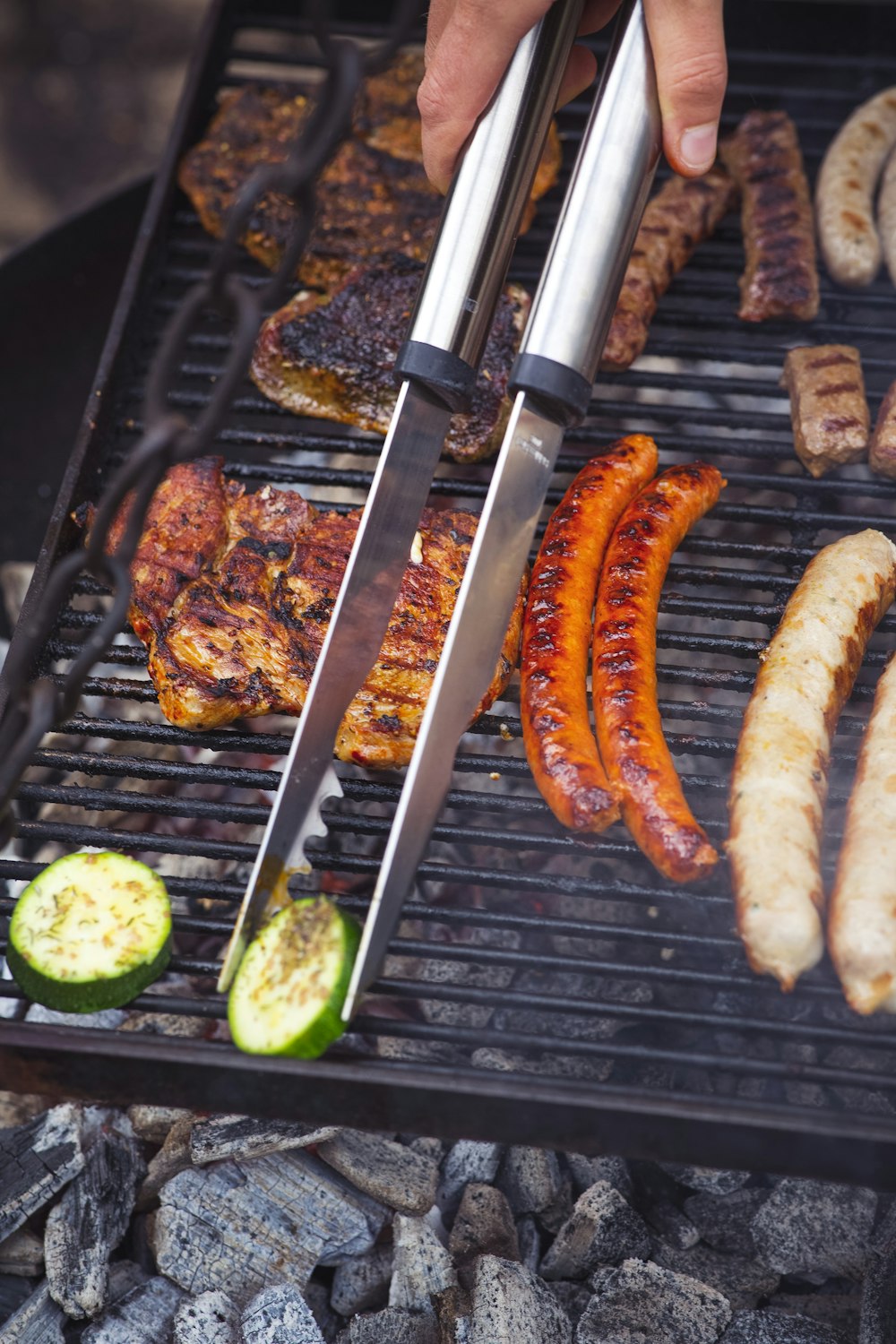 grilled sausage on black grill