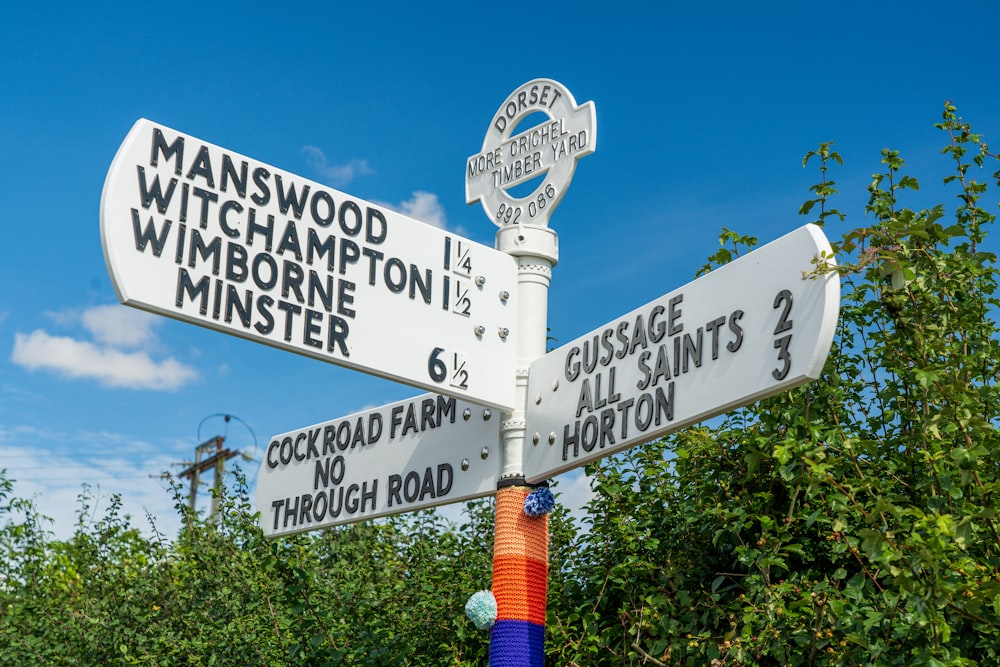 white and black street sign