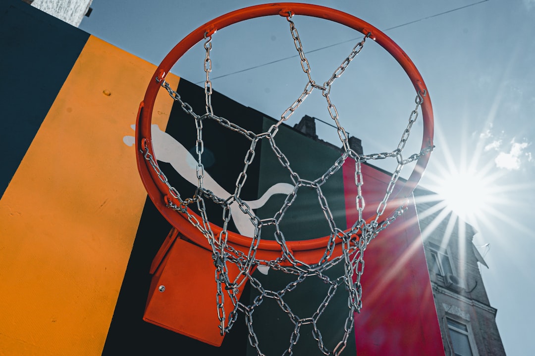 orange basketball hoop with net
