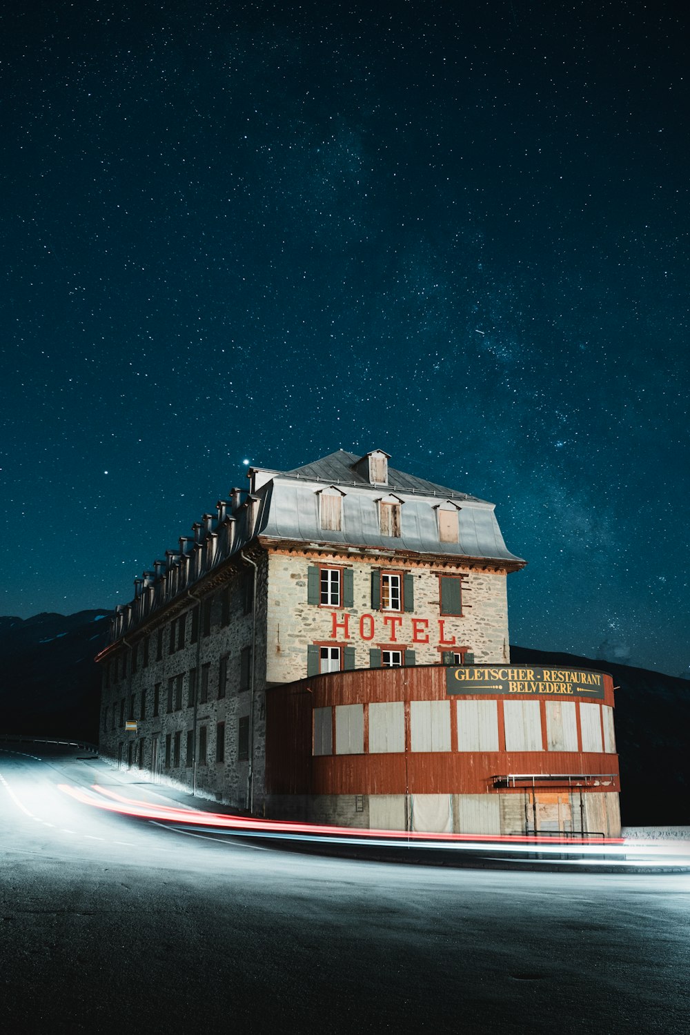 brown concrete building during night time