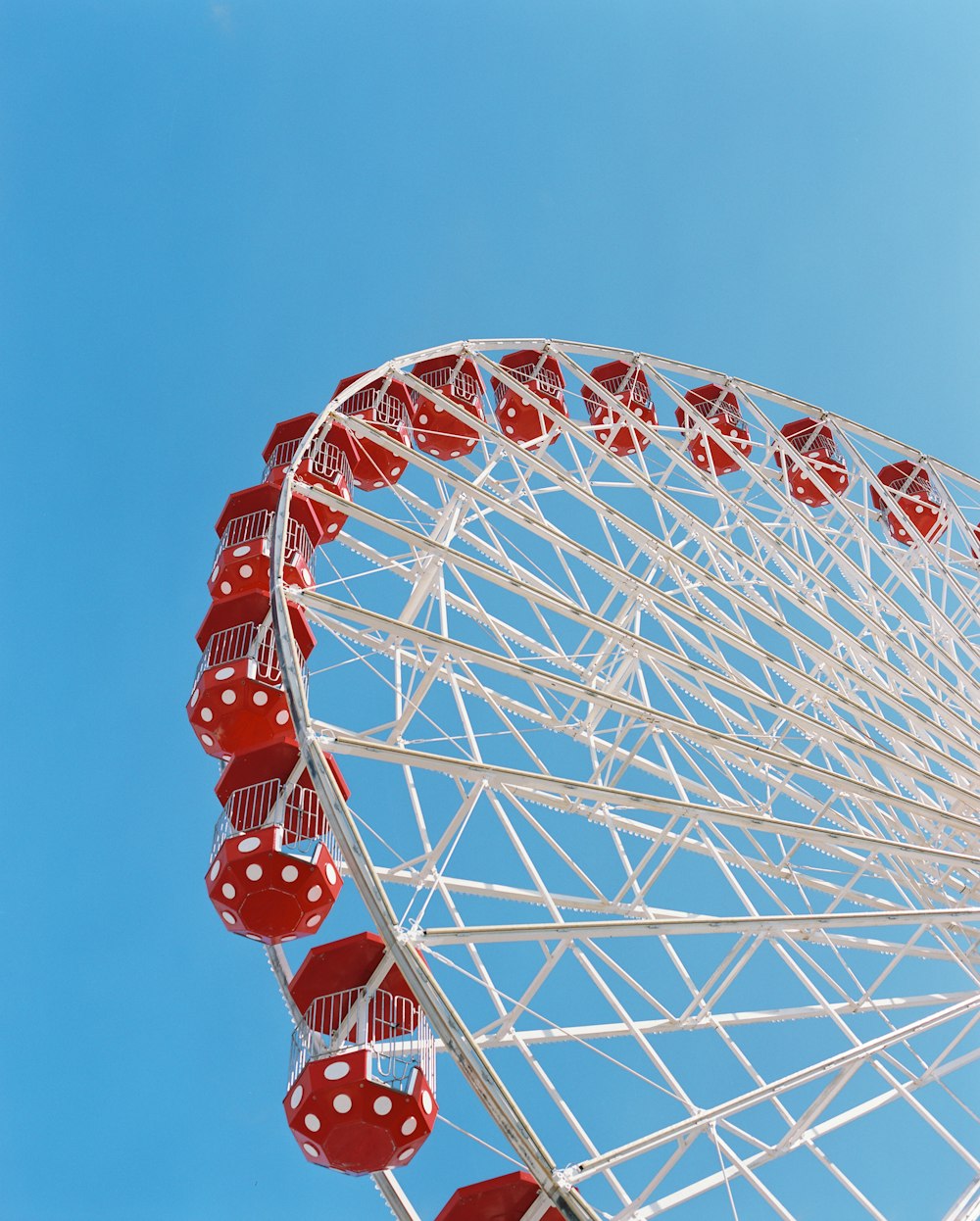 white and red ferris wheel under blue sky during daytime