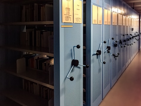 books in shelves in room