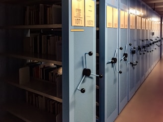 books in shelves in room