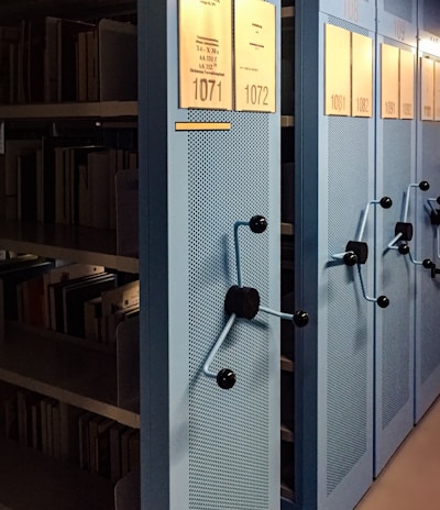 books in shelves in room