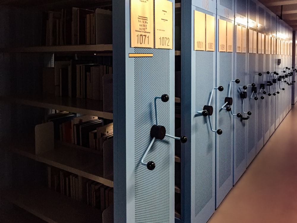 books in shelves in room