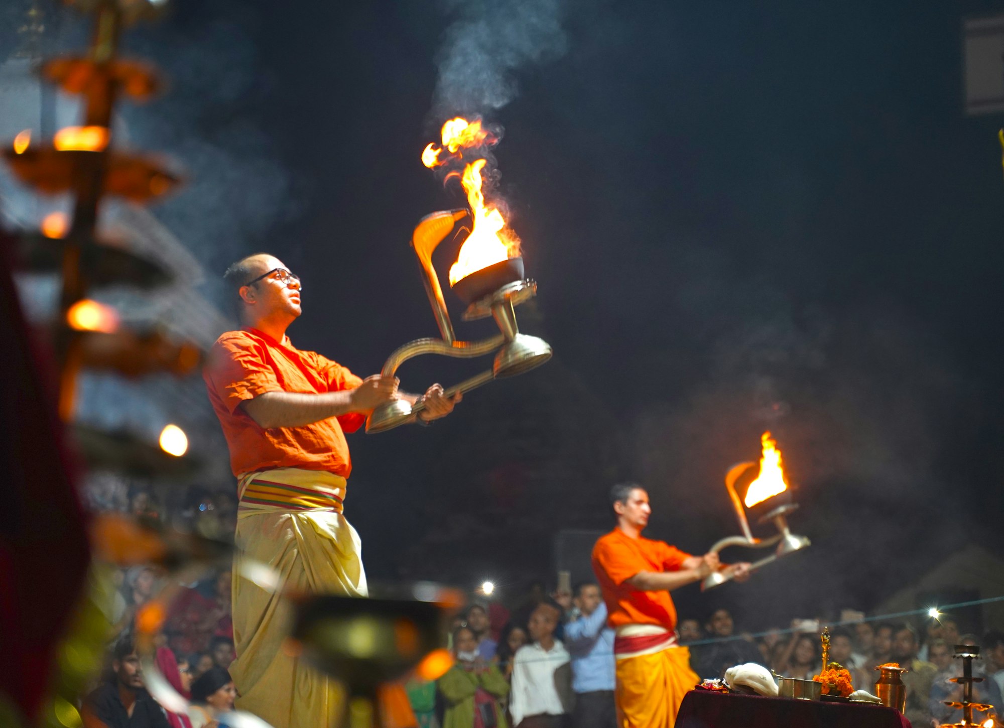 Ganga Aarti ceremony in Ganga River, Varnasi