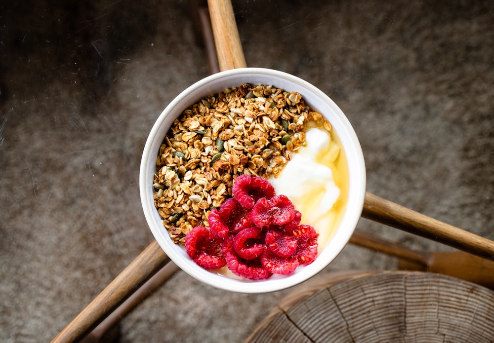 white ceramic bowl with red and brown beans