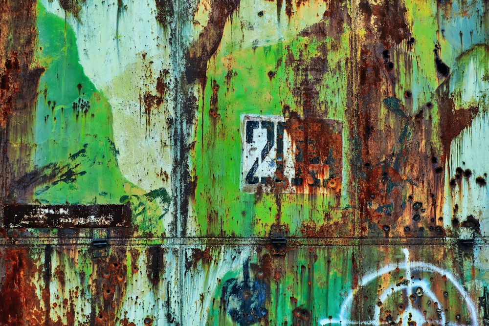 Pintura abstracta verde y marrón