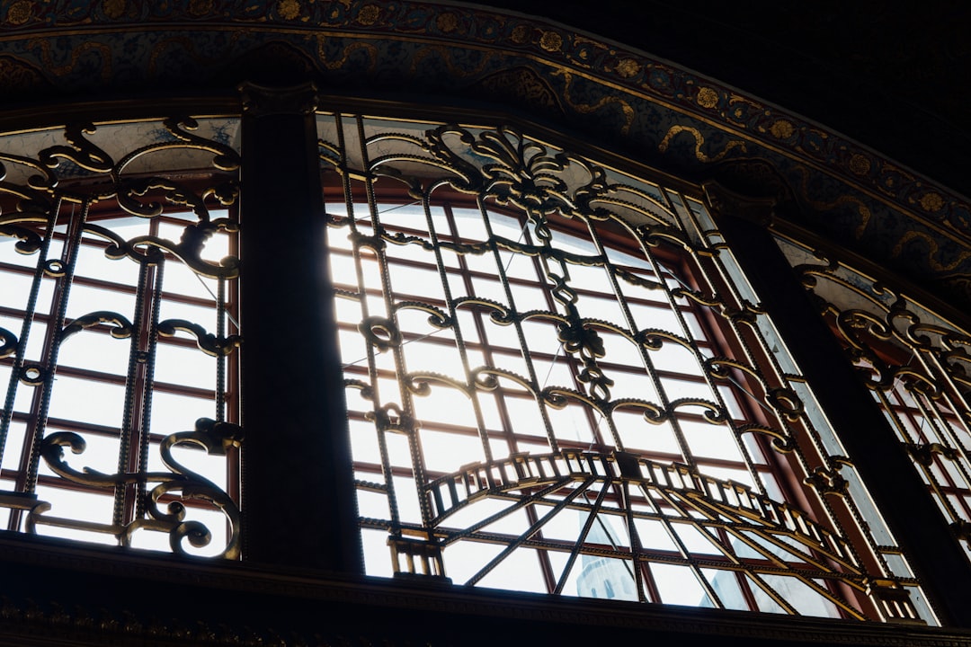 black metal framed glass window