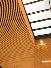 brown and white wooden ceiling