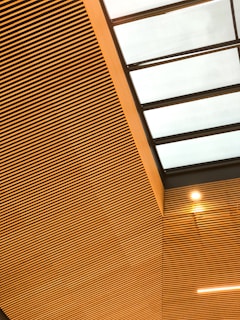 brown and white wooden ceiling