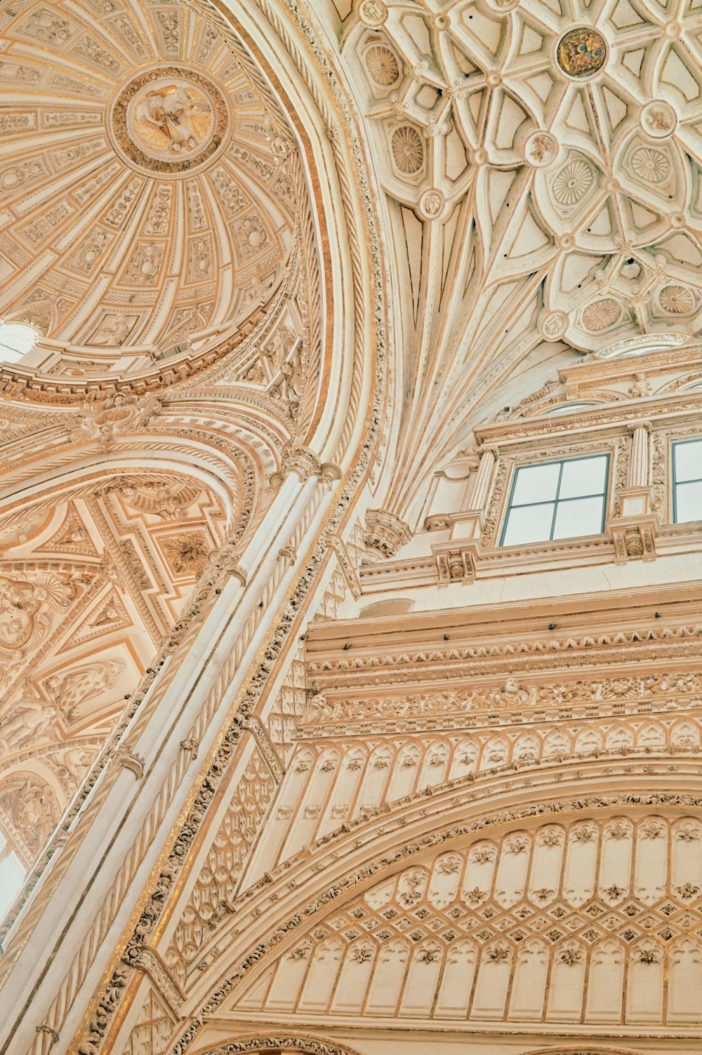 brown and white floral ceiling