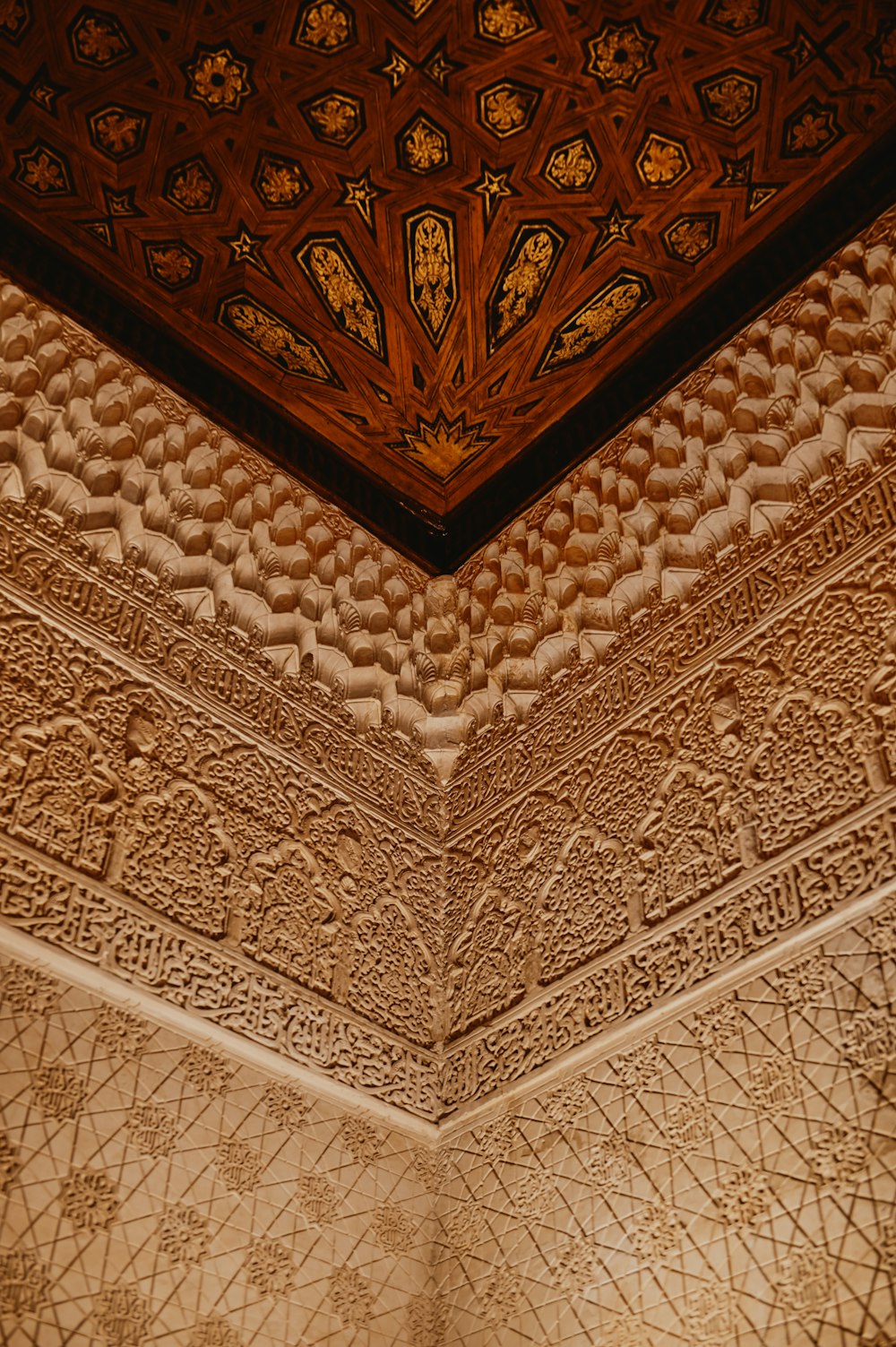 white and brown floral ceiling