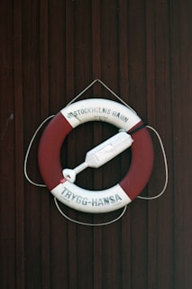 a life preserver hanging on a wooden wall