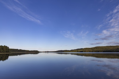 A serene landscape with a calm lake, representing peace of mind and security.