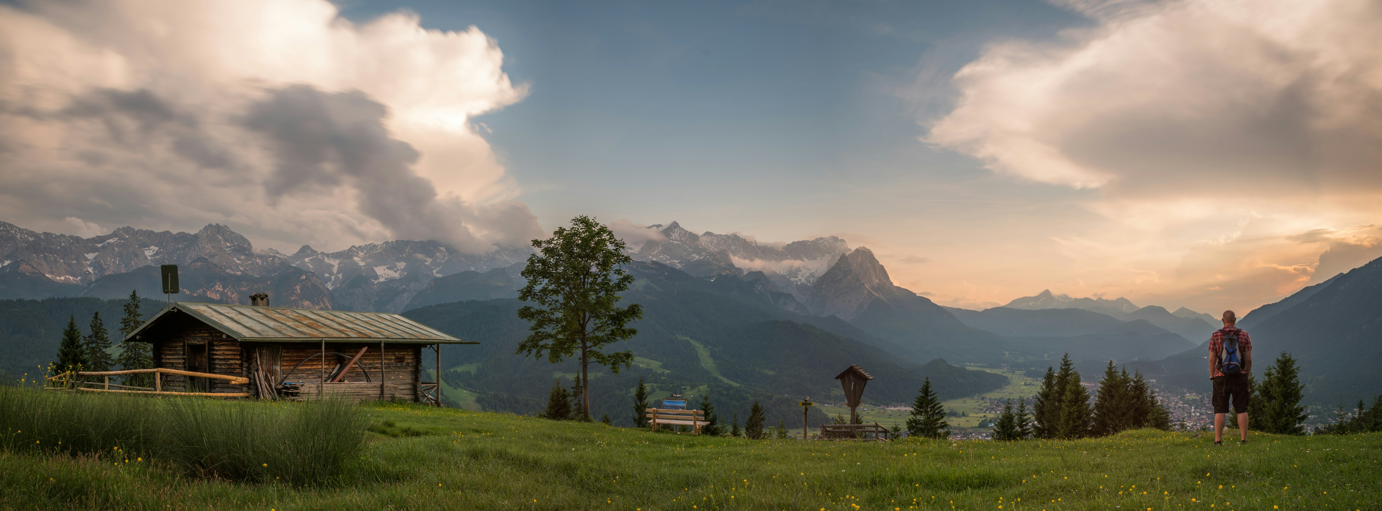 green trees and mountains under white clouds and blue sky during daytime, Long Exposure Panorama