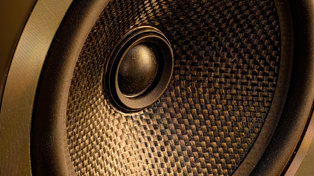 black and brown round speaker
