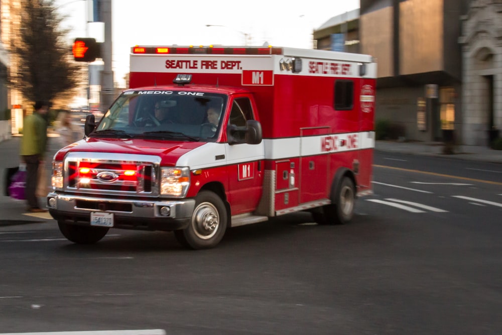 red and white ford truck