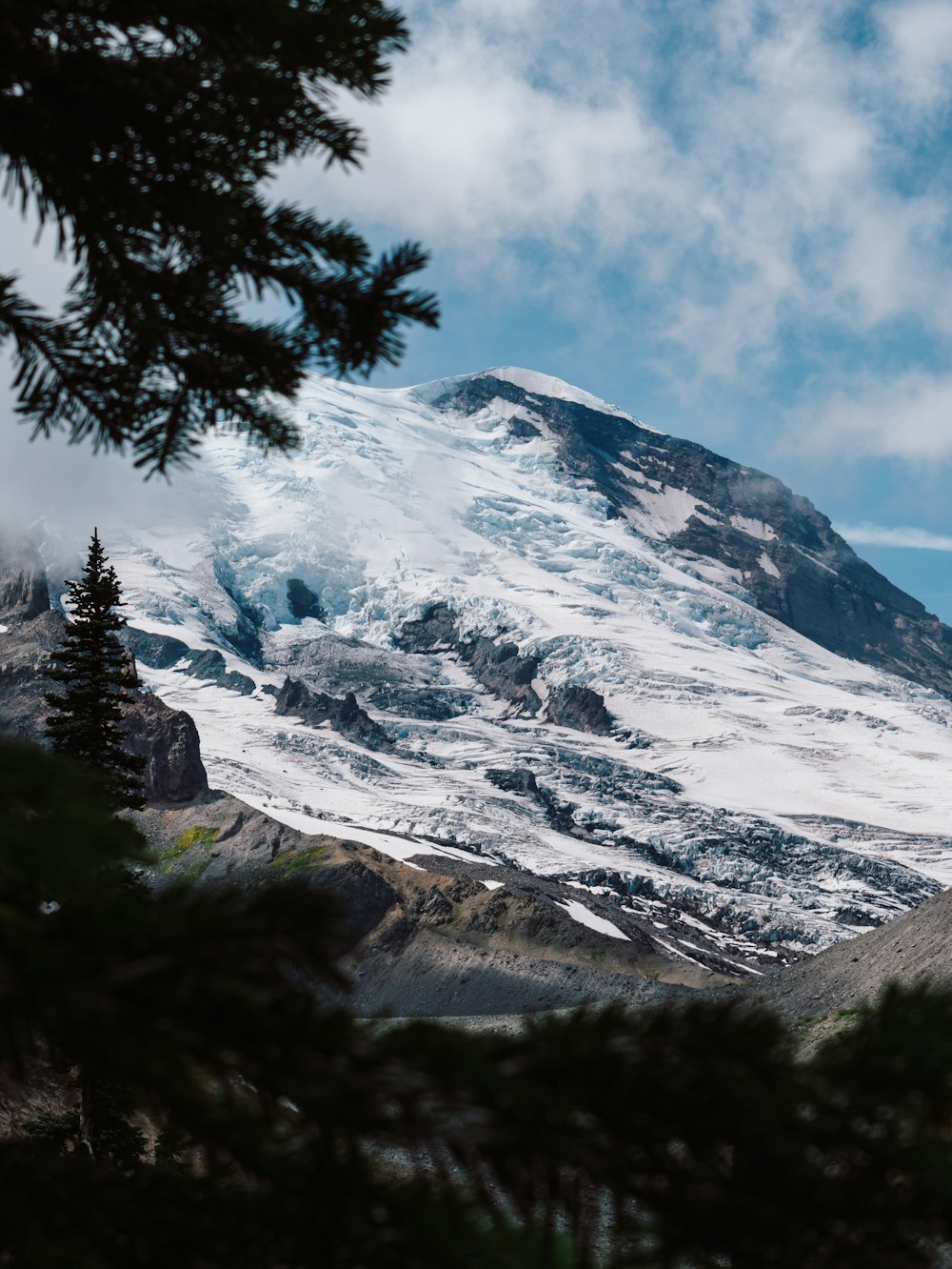 snow covered mountain during daytime