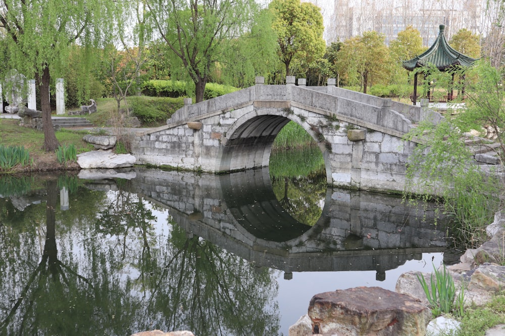 gray concrete bridge over river