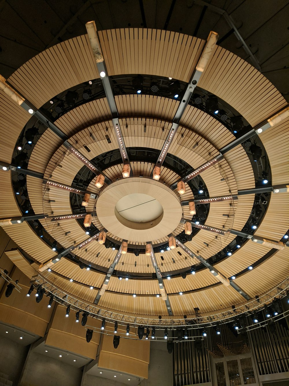 white and brown round ceiling