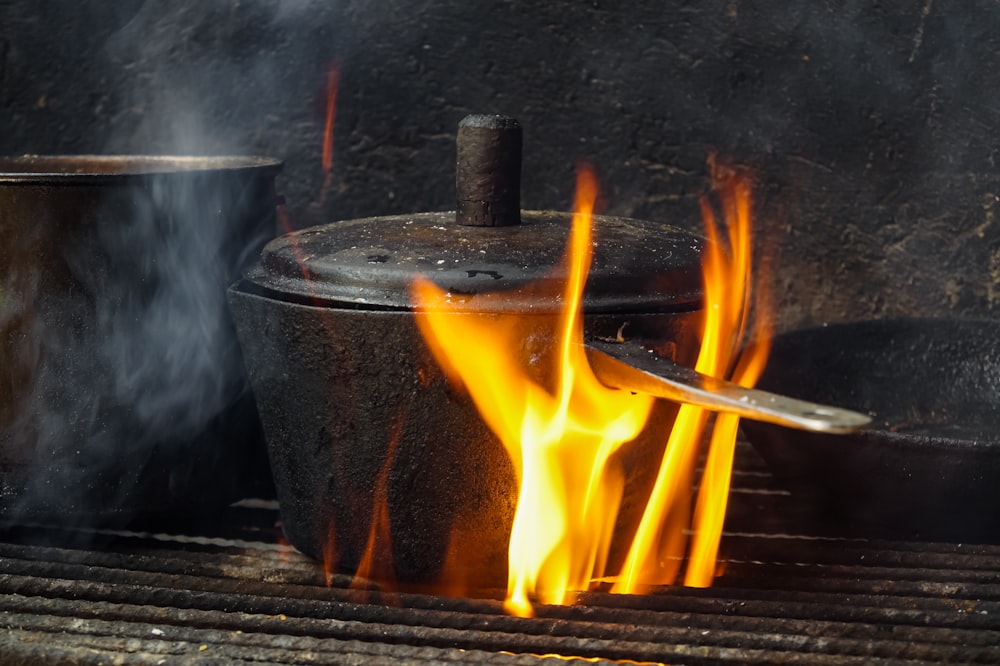 burning wood on fire pit