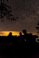 A serene family gathering under a starry sky.