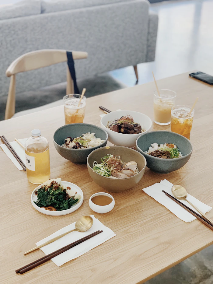 Table of healthy shared meals