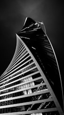 grayscale photo of high rise building