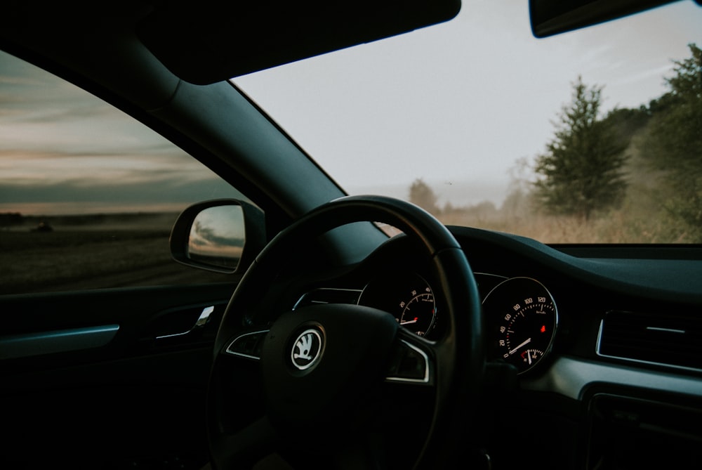 black bmw car steering wheel