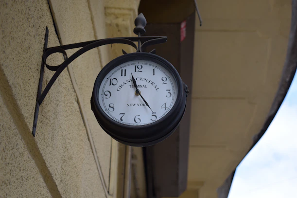 black round analog wall clock