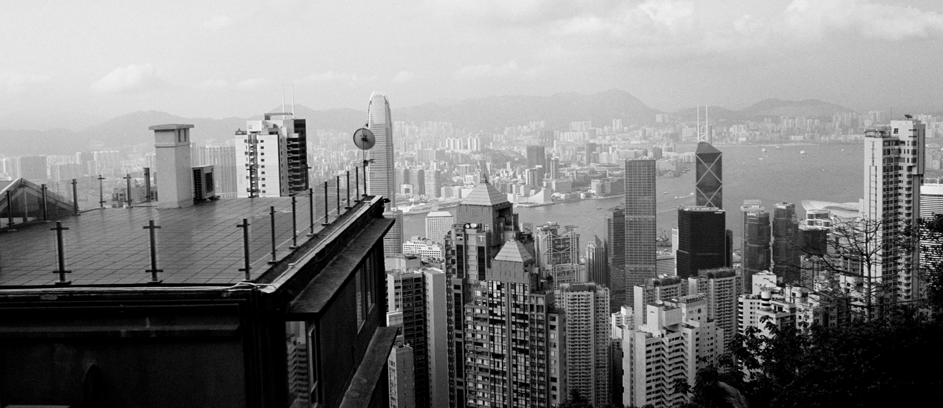 grayscale photo of city buildings