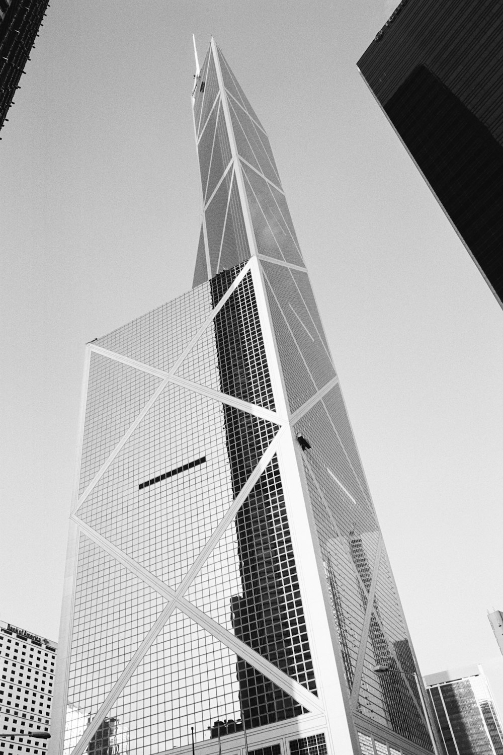 grayscale photo of high rise building