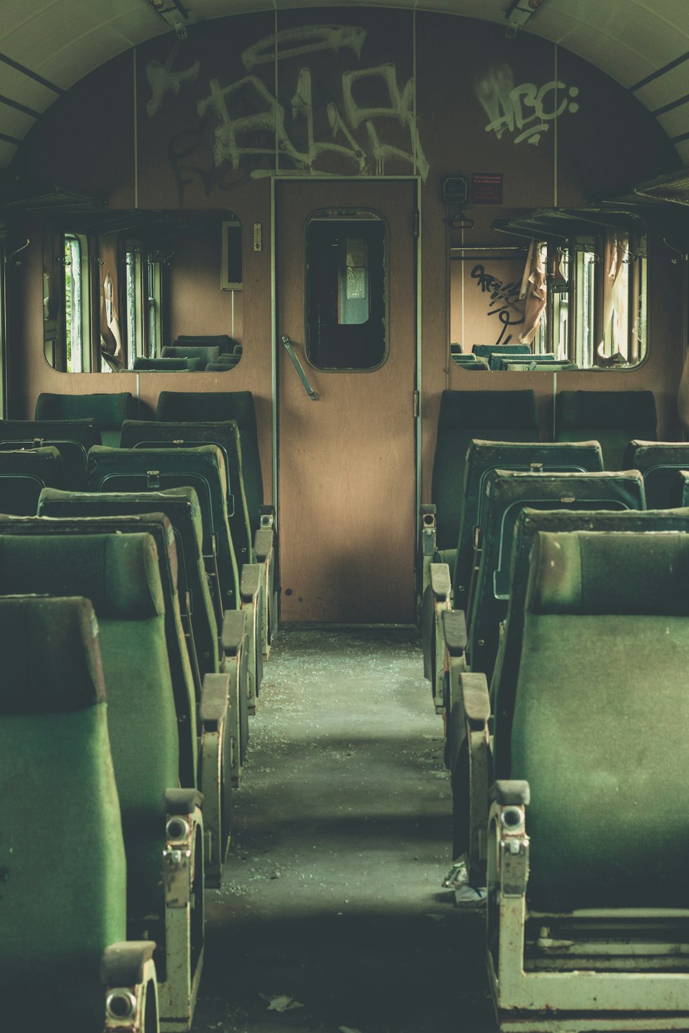 black and brown train seats