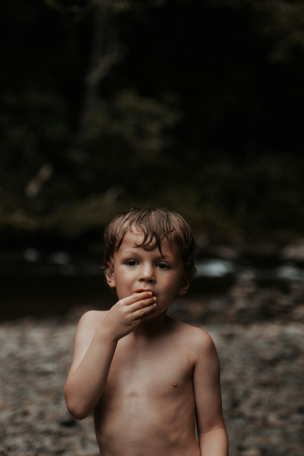 topless baby with brown eyes