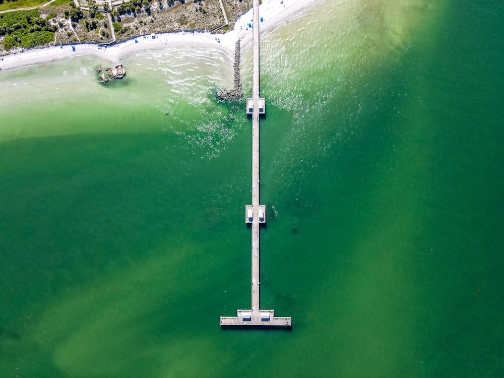 aerial view of green water