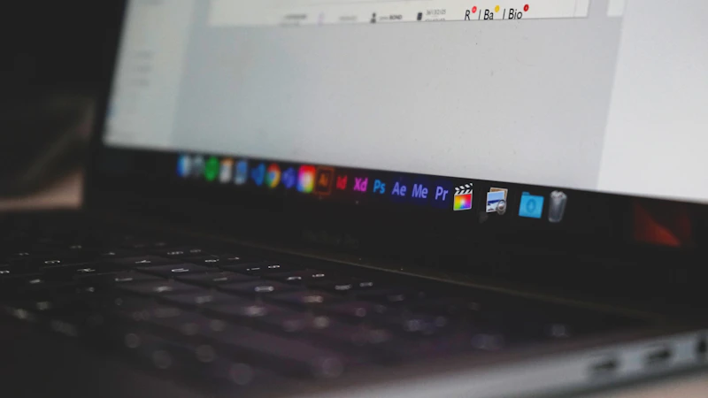 Laptop keyboard with document on screen