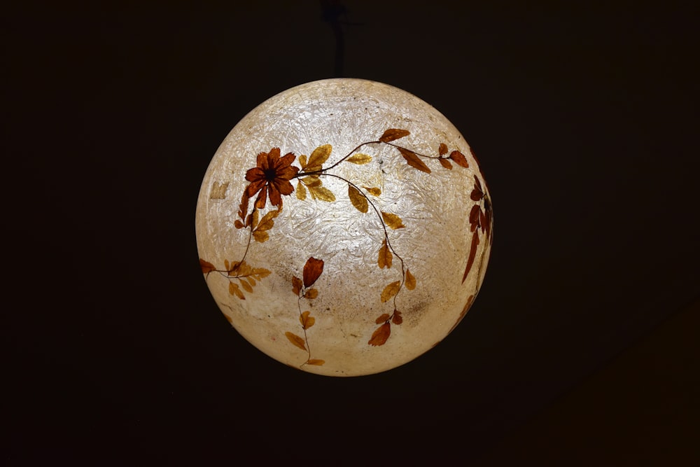 brown and white floral ball