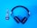 A pair of over-ear headphones and a digital wristwatch are placed on a bright blue surface. The headphones are black with a metallic adjustment piece, and the wristwatch has a silver metallic strap and a digital display showing the time as 7:23.