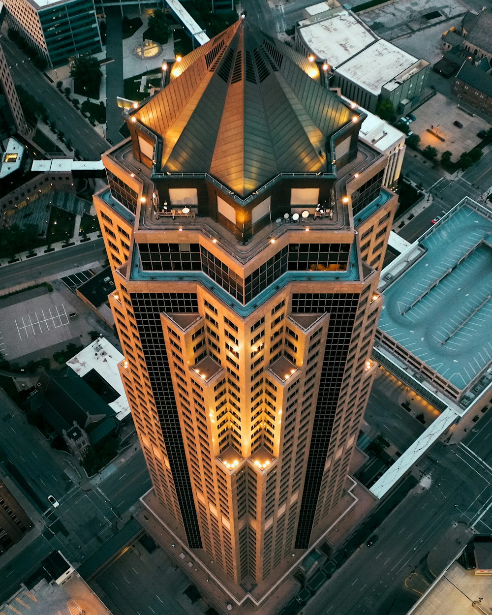 brown and black building during night time