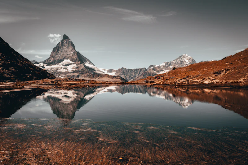The Matterhorn and its reflection in a lake near Zermatt
