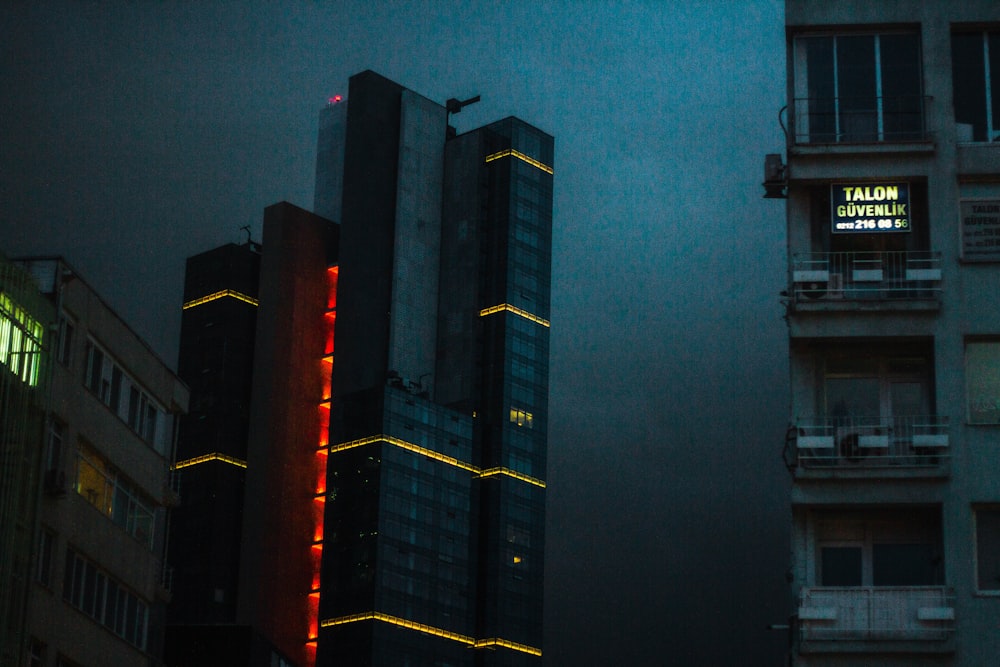 black and red high rise building