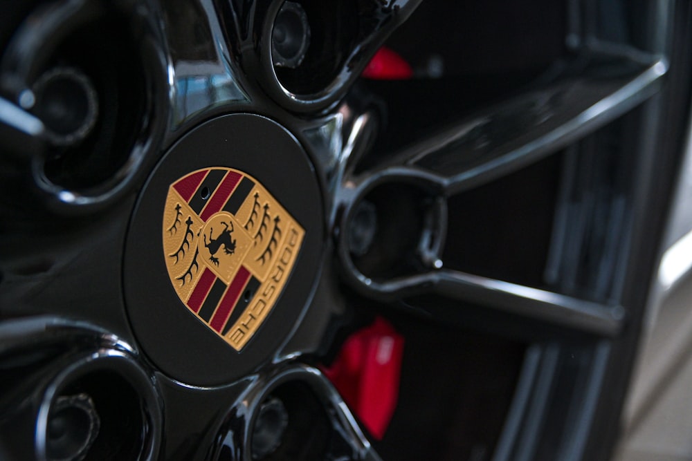 a close up of a wheel on a car