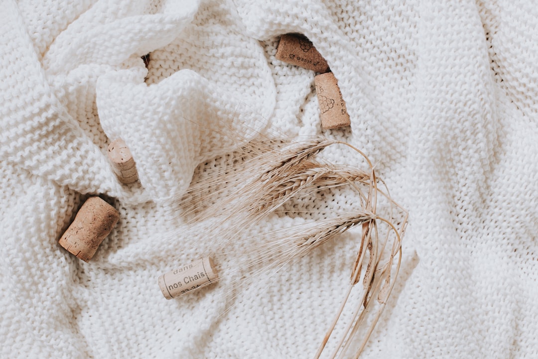 white knit textile with white tag
